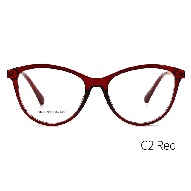 Kansept Women's Full Rim Cat Eye Tr 90 Titanium Eyeglasses 1040 Full Rim Kansept C2 Red  