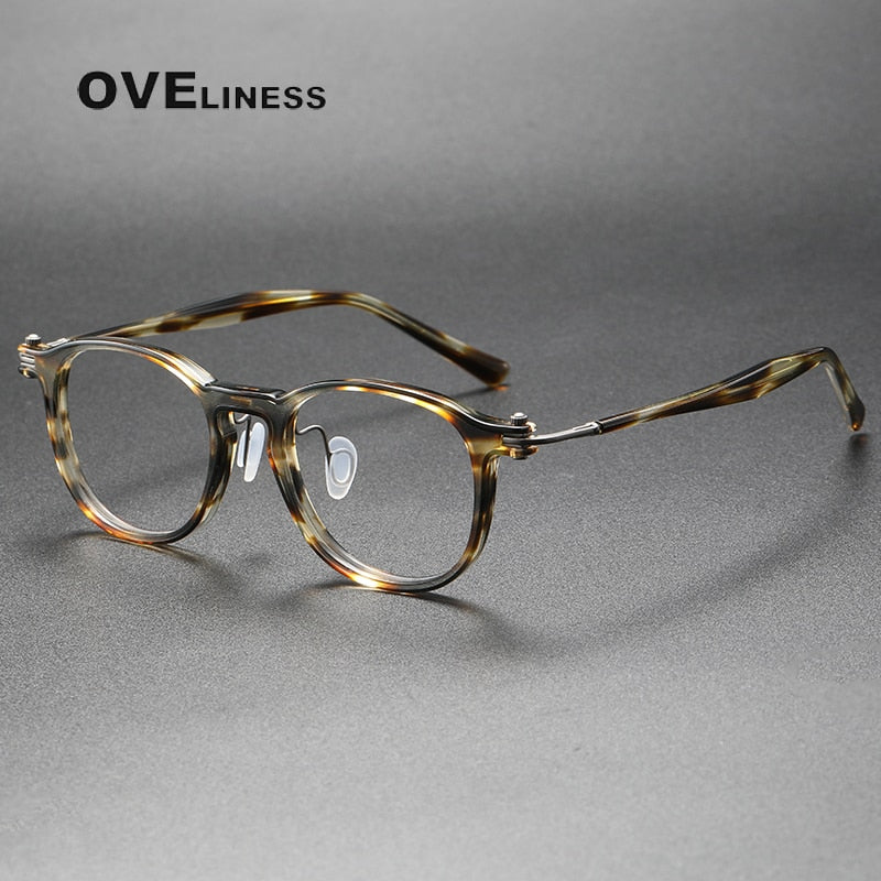 Oveliness Unisex Full Rim Square Acetate Titanium Eyeglasses 5885 Full Rim Oveliness