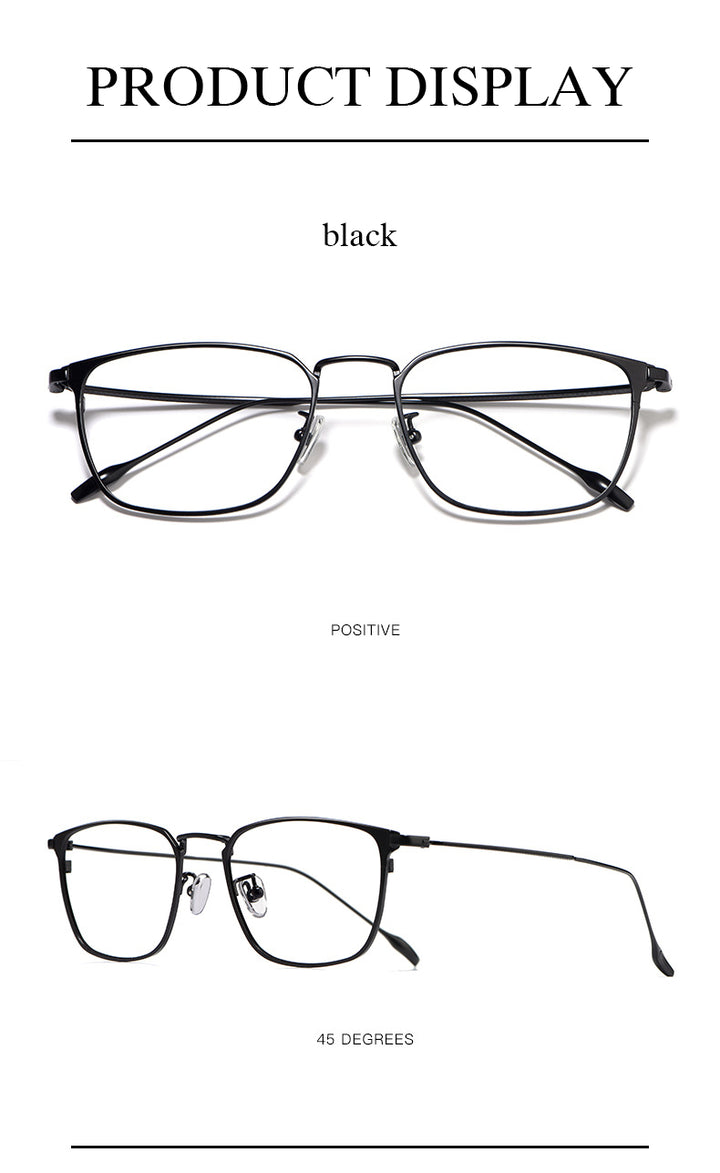 Hotochki Men's Full Rim Square Titanium Ip Electroplated Frame Eyeglasses W8083 Full Rim Hotochki