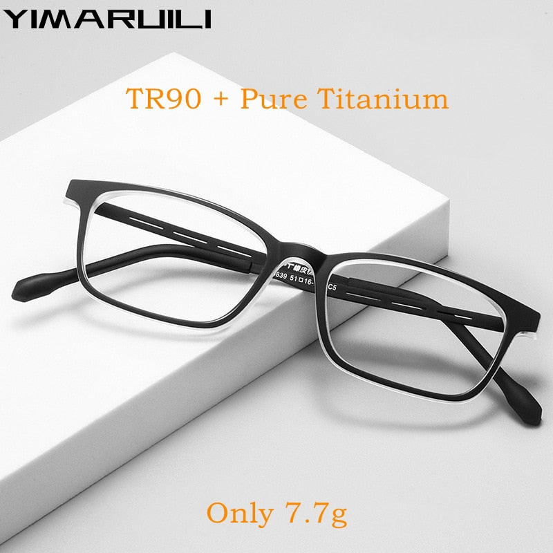 Yimaruili Unisex Full Rim Small Square Tr 90 Rubber Titanium Eyeglasses 9839XP Full Rim Yimaruili Eyeglasses
