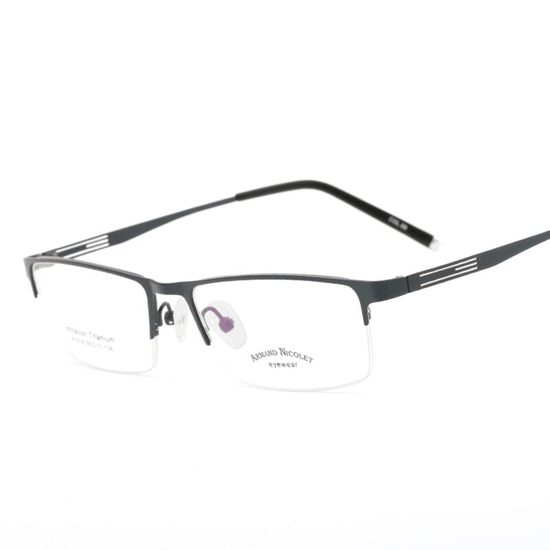 Handoer Unisex Semi Rim Rectangle Titanium Eyeglasses A1518 Semi Rim Handoer Blue