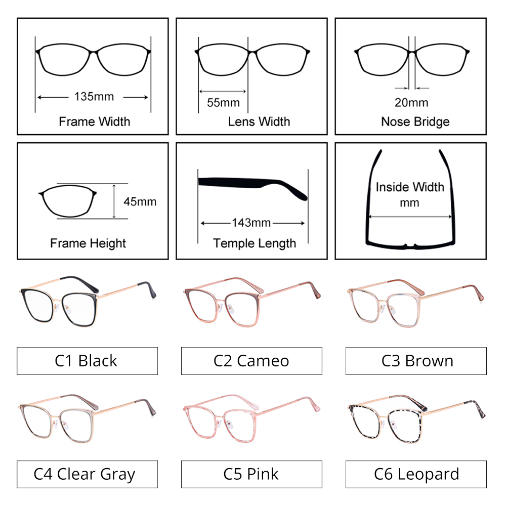 Ralferty Women's Full Rim Square Cat Eye Tr 90 Acetate Eyeglasses F82013 Full Rim Ralferty