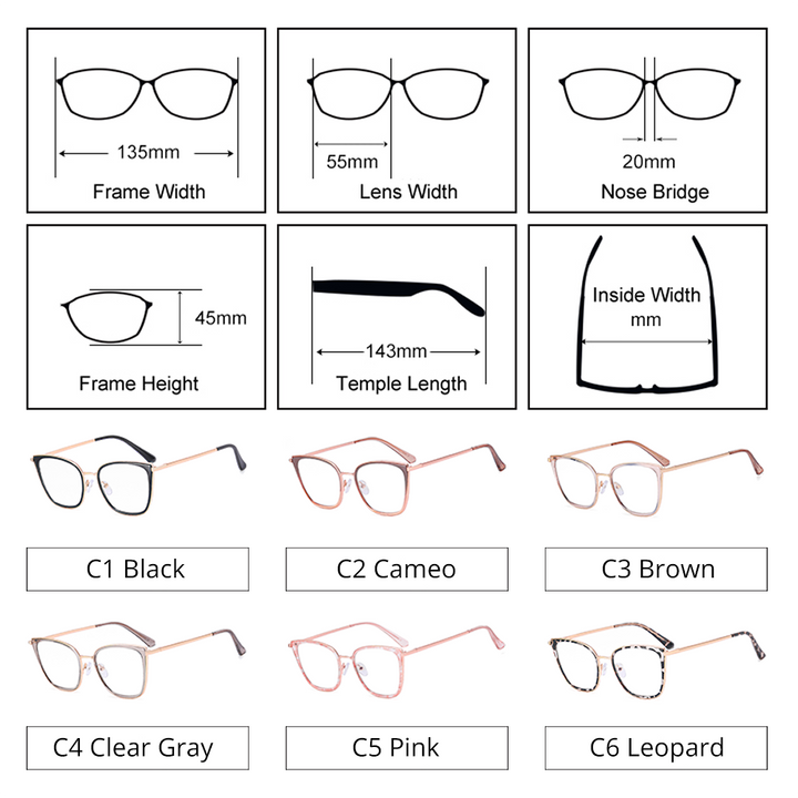Ralferty Women's Full Rim Square Cat Eye Tr 90 Acetate Eyeglasses F82013 Full Rim Ralferty