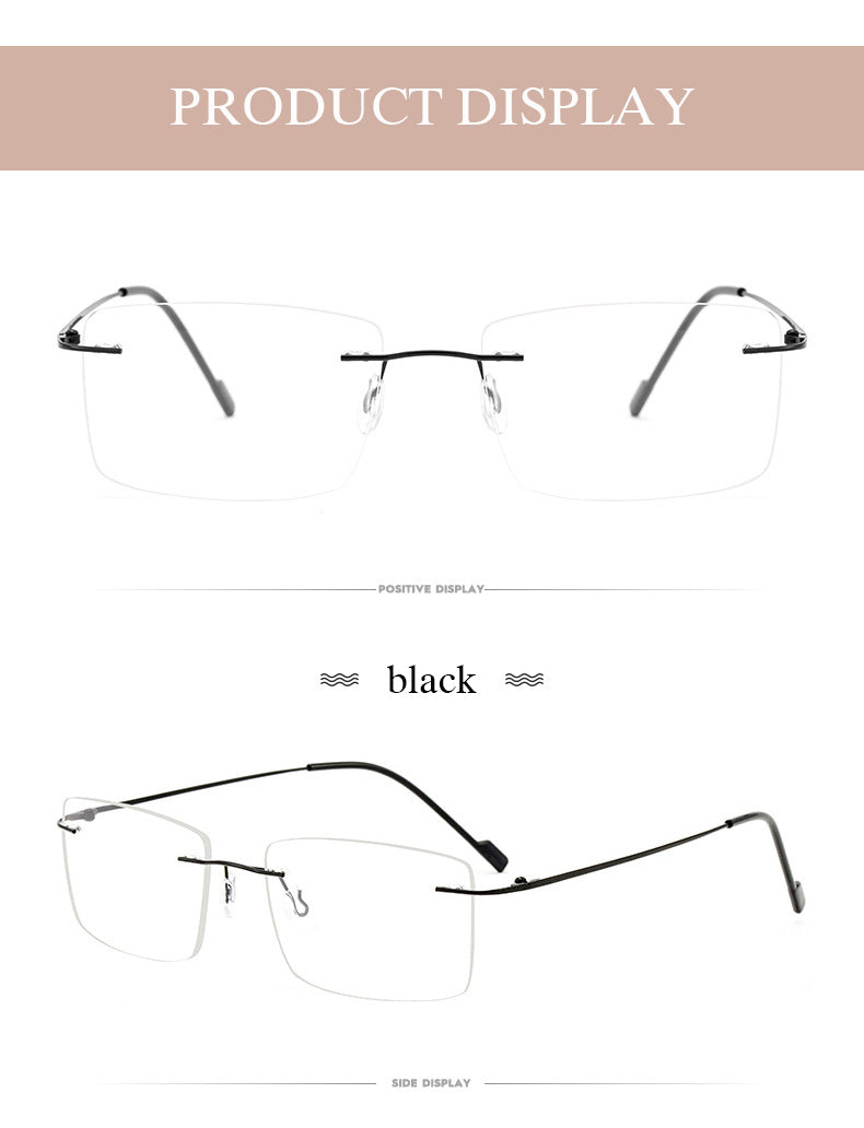 Hotochki Unisex Rimless Rectangle Alloy Frame Eyeglasses 6043 Rimless Hotochki