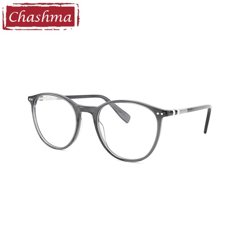 Chashma Ottica Unisex Full Rim Round Sqare Tr 90 Titanium Eyeglasses 8019 Full Rim Chashma Ottica Gray  
