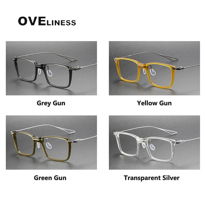 Oveliness Unisex Full Rim Square Acetate Titanium Eyeglasses Act-Seven Full Rim Oveliness