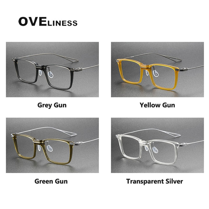Oveliness Unisex Full Rim Square Acetate Titanium Eyeglasses Act-Seven Full Rim Oveliness