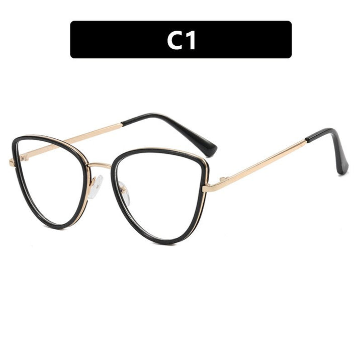CCspace Unisex Full Rim Square Cat Eye Alloy Eyeglasses 55626 Full Rim CCspace China Black