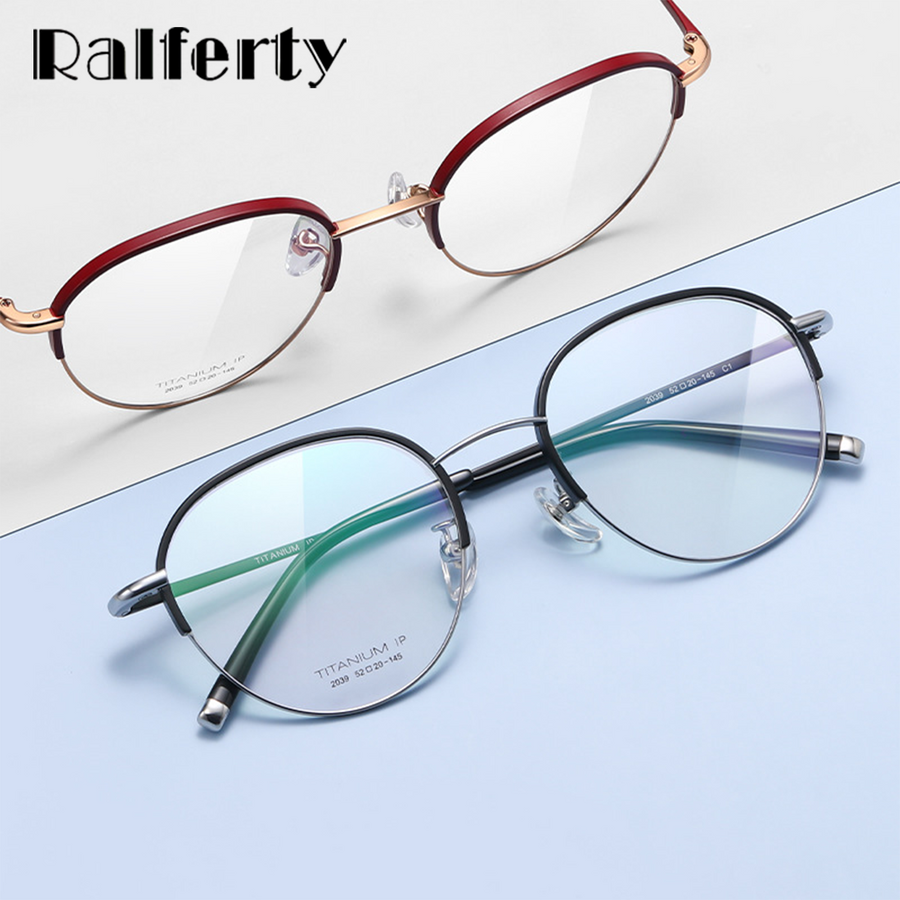 Ralferty Unisex Full Rim Round Titanium Eyeglasses D2039t Full Rim Ralferty   