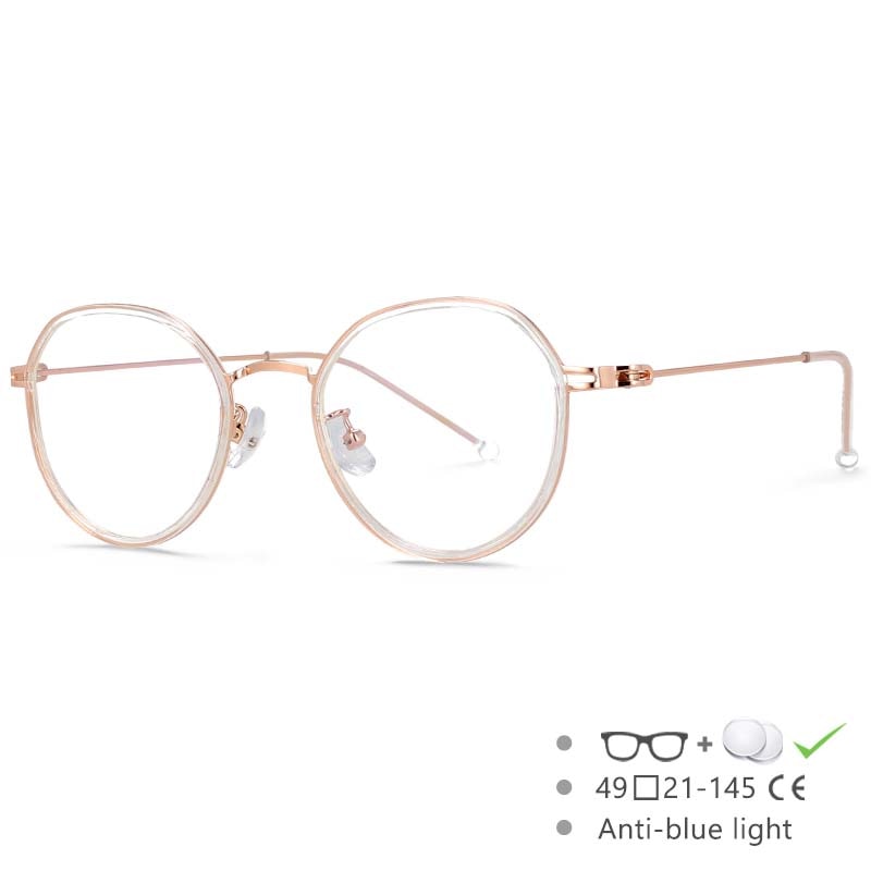 CCspace Unisex Full Rim Irregular Round Tr 90 Titanium Eyeglasses 53262 Full Rim CCspace China Clear