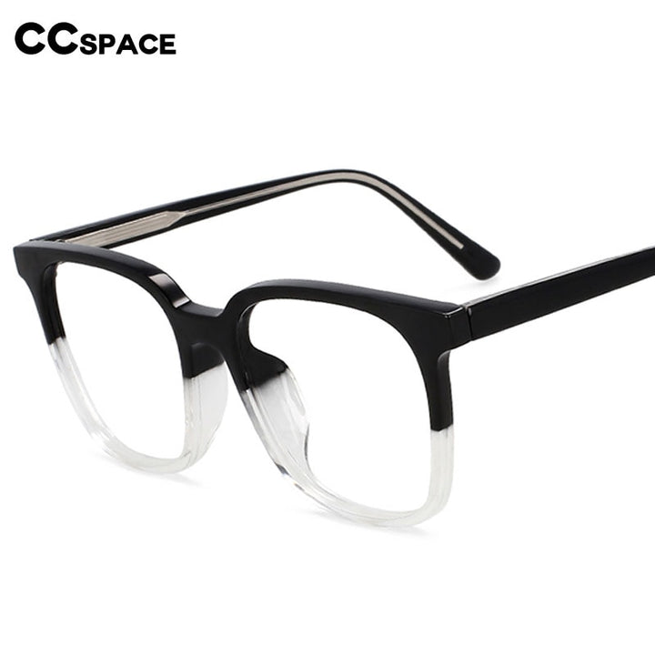 CCspace Unisex Full Rim Square Acetate Eyeglasses 55546 Full Rim CCspace