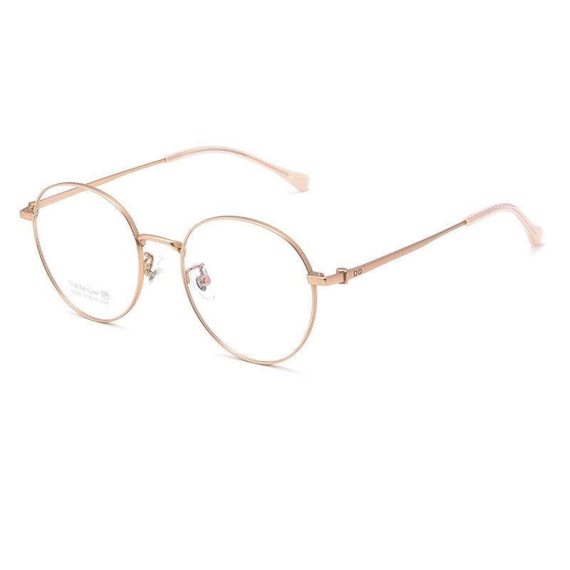 Yimaruili Unsex Full Rim Round Titanium Eyeglasses T855t Full Rim Yimaruili Eyeglasses Rose Gold  
