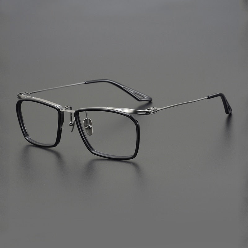 Gatenac Unisex Full Rim Square Acetate Alloy Eyeglasses Gxyj902 Full Rim Gatenac Black Gun