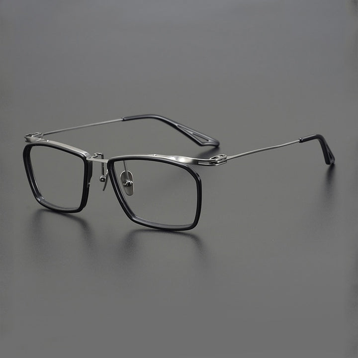 Gatenac Unisex Full Rim Square Acetate Alloy Eyeglasses Gxyj902 Full Rim Gatenac Black Gun