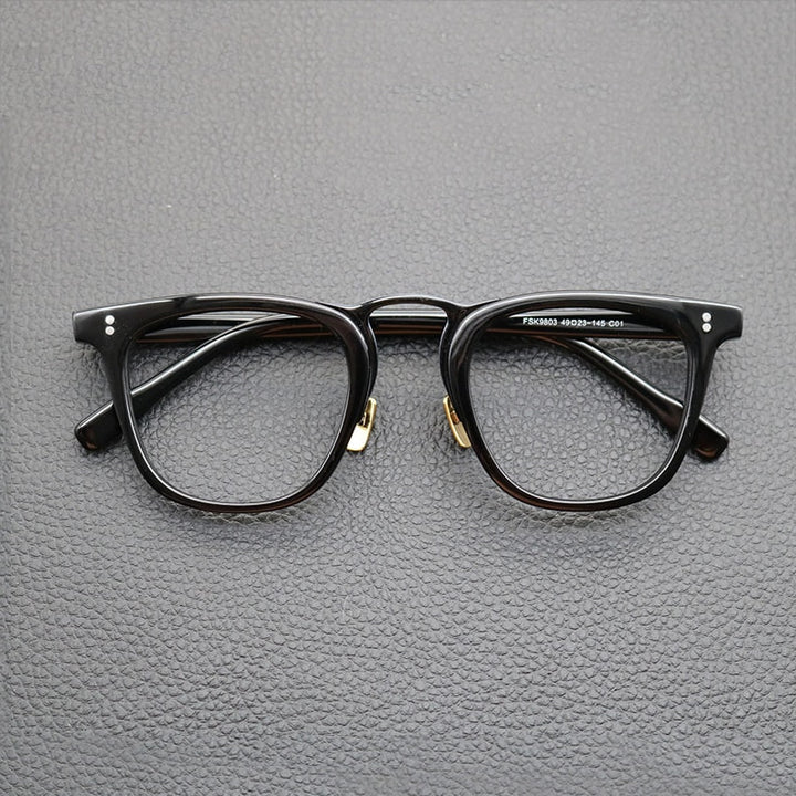 Gatenac Unisex Full Rim Oval Square Acetate Eyeglasses Gxyj843 Full Rim Gatenac Black