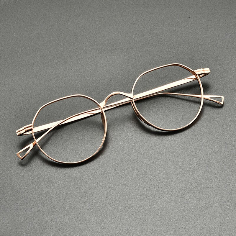 Gatenac Unisex Full Rim Oval Round Titanium Eyeglasses Gxyj832 Full Rim Gatenac Rose Gold