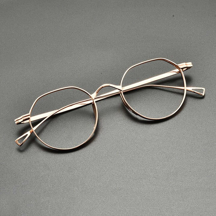 Gatenac Unisex Full Rim Oval Round Titanium Eyeglasses Gxyj832 Full Rim Gatenac Rose Gold