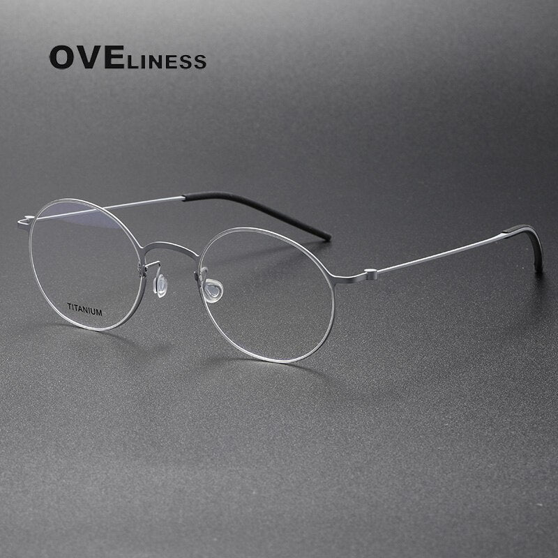 Oveliness Unisex Full Rim Round Titanium Eyeglasses 5044 Full Rim Oveliness silver