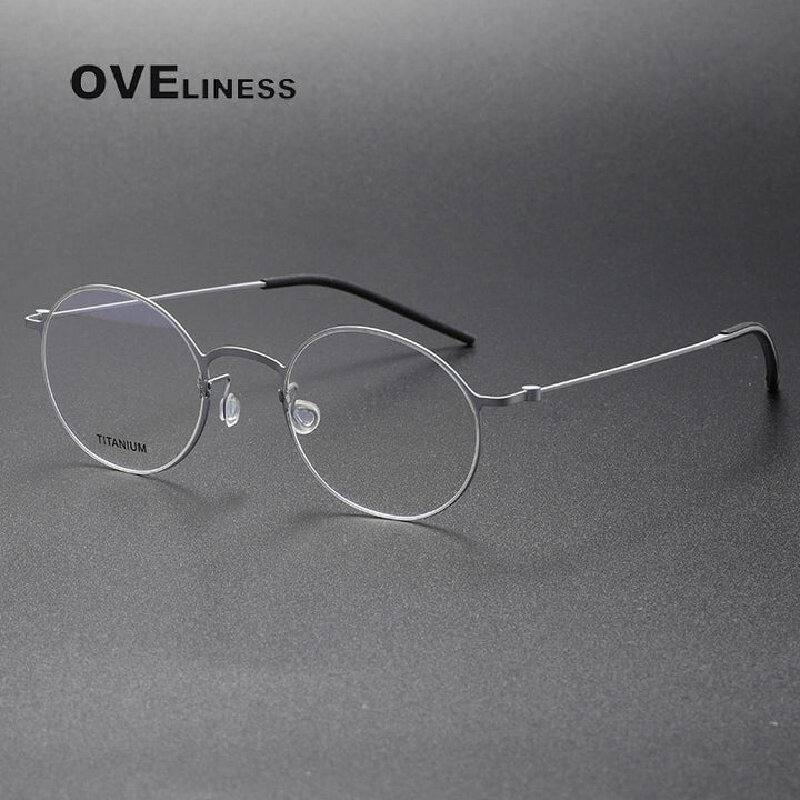 Oveliness Unisex Full Rim Round Titanium Eyeglasses 5044 Full Rim Oveliness silver