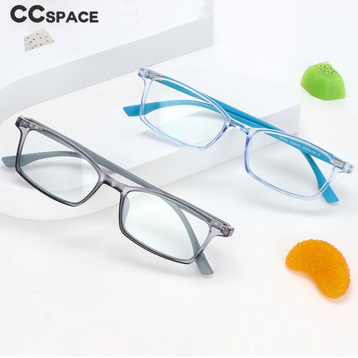 CCspace Unisex Youth Size Full Rim Rectangle Tr 90 Titanium Frame Eyeglasses 54465 Full Rim CCspace