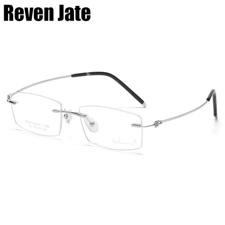 Reven Jate Unisex Rimless Rectangle Titanium Alloy Eyeglasses 8581 Rimless Reven Jate