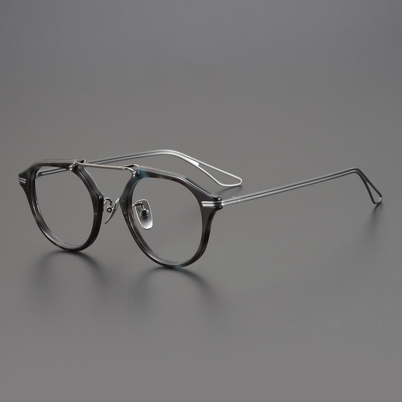 Gatenac Unisex Full Rim Oval Double Bridge Titanium Eyeglasses Gxyj925 Full Rim Gatenac