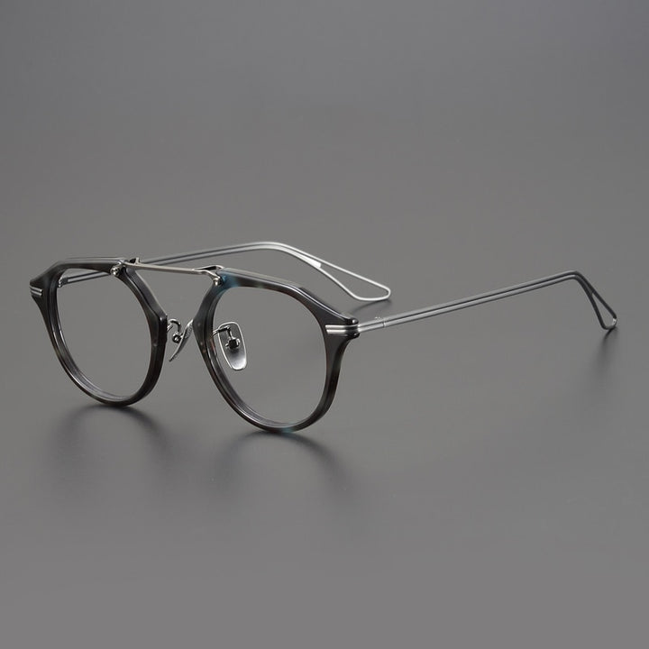 Gatenac Unisex Full Rim Oval Double Bridge Titanium Eyeglasses Gxyj925 Full Rim Gatenac