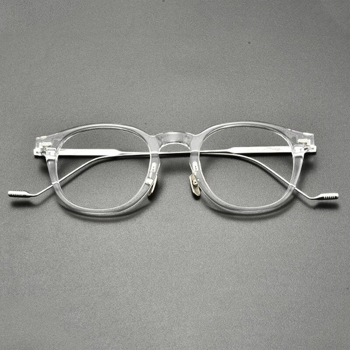 Gatenac Unisex Full Rim Square Round Titanium Acetate Eyeglasses Gxyj855 Full Rim Gatenac Transparent