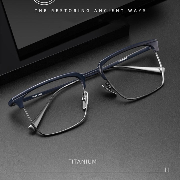 Chashma Ottica Unisex Full Rim Square Acetate Titanium Eyeglasses 1905 Full Rim Chashma Ottica   