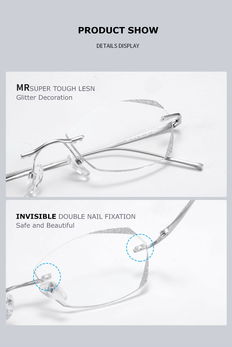 Chashma Unisex Rimless Diamond Cut Titanium Frame Custom Lens Eyeglasses 3306 Rimless Chashma