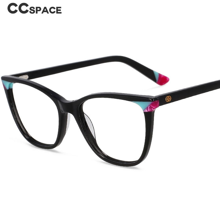 CCspace Unisex Full Rim Small Square Acetate Eyeglasses 55566 Full Rim CCspace