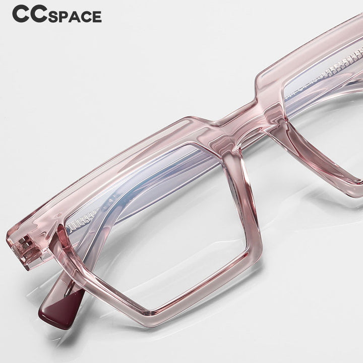 CCspace Unisex Full Rim Flat Top Square Acetate Titanium Eyeglasses 53370 Full Rim CCspace