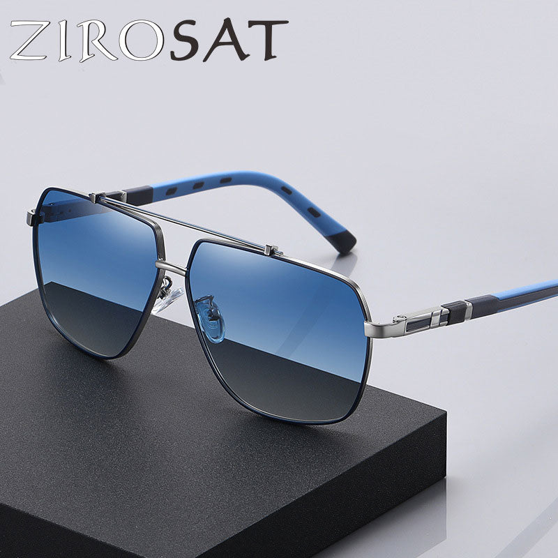 Zirosat Unisex Full Rim Square Double Bridge Alloy Polarized Sunglasses 6312 Sunglasses Zirosat   