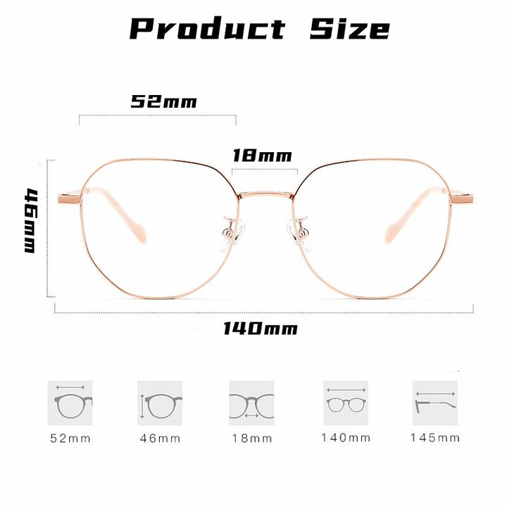 Yimaruili Unisex Full Rim Polygonal Titanium Eyeglasses T808 Full Rim Yimaruili Eyeglasses