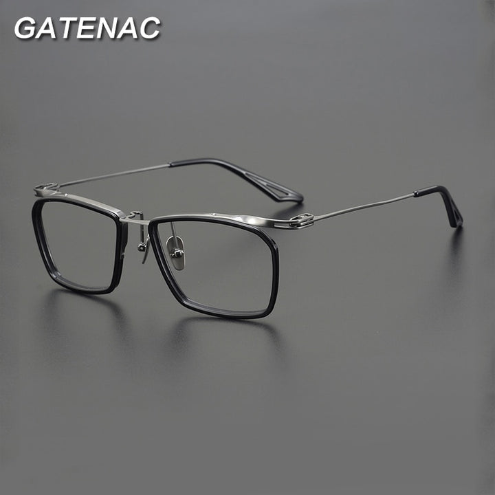Gatenac Unisex Full Rim Square Acetate Alloy Eyeglasses Gxyj902 Full Rim Gatenac