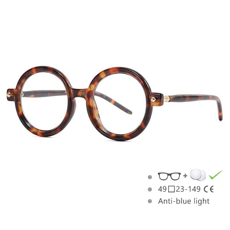 CCspace Unisex Full Rim Round Acetate Frame Eyeglasses 54567 Full Rim CCspace Leopard China