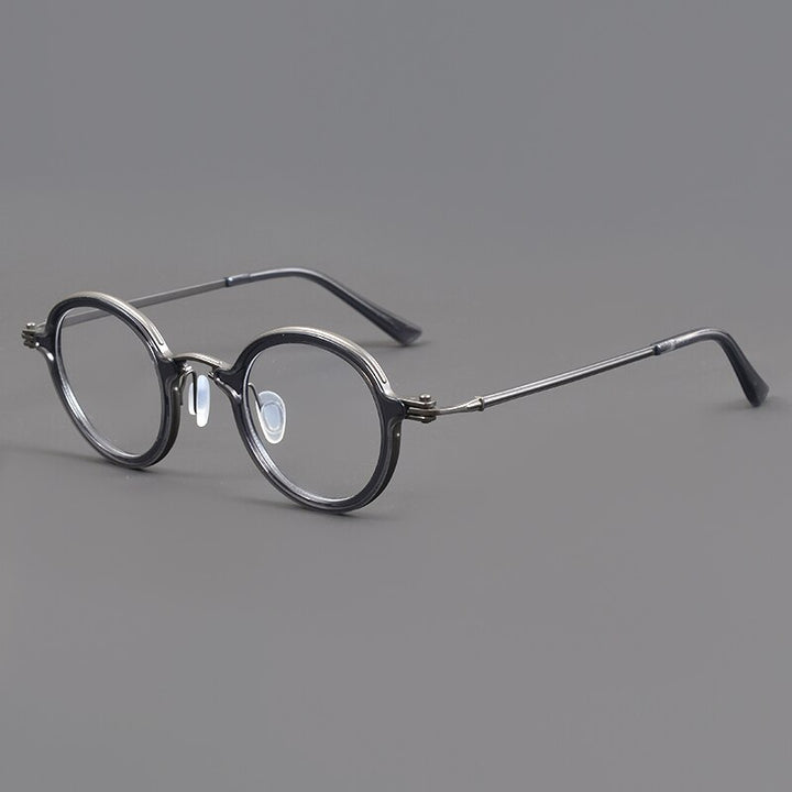 Muzz Unisex Full Rim Round Titanium Acetate Eyeglasses Rlt5988 Full Rim Muzz Gray