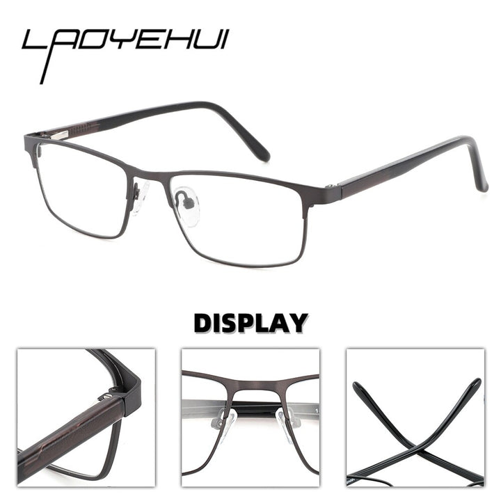 Laoyehui Unisex Full Rim Square Alloy Reading Glasses Anti Blue Light 18049 Reading Glasses Laoyehui