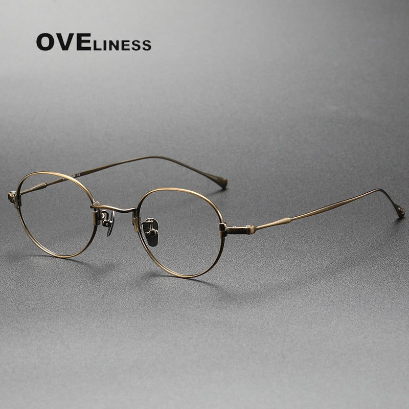 Oveliness Unisex Full Rim Round Titanium Eyeglasses Kmn53 Full Rim Oveliness bronze small