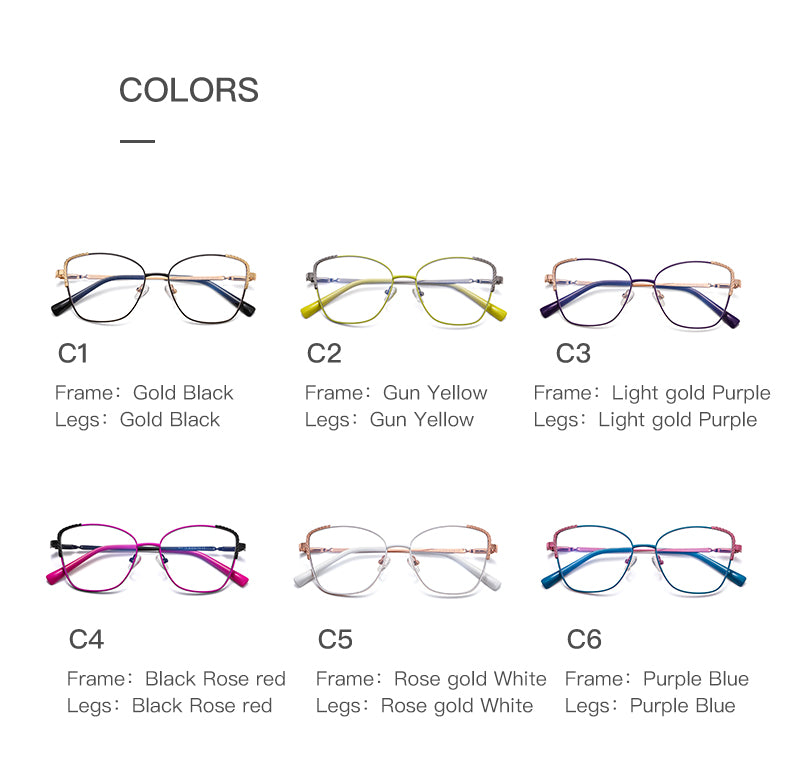 Hdcrafter Women's Full Rim Alloy Cat Eye Frame Eyeglasses 3014 Full Rim Hdcrafter Eyeglasses