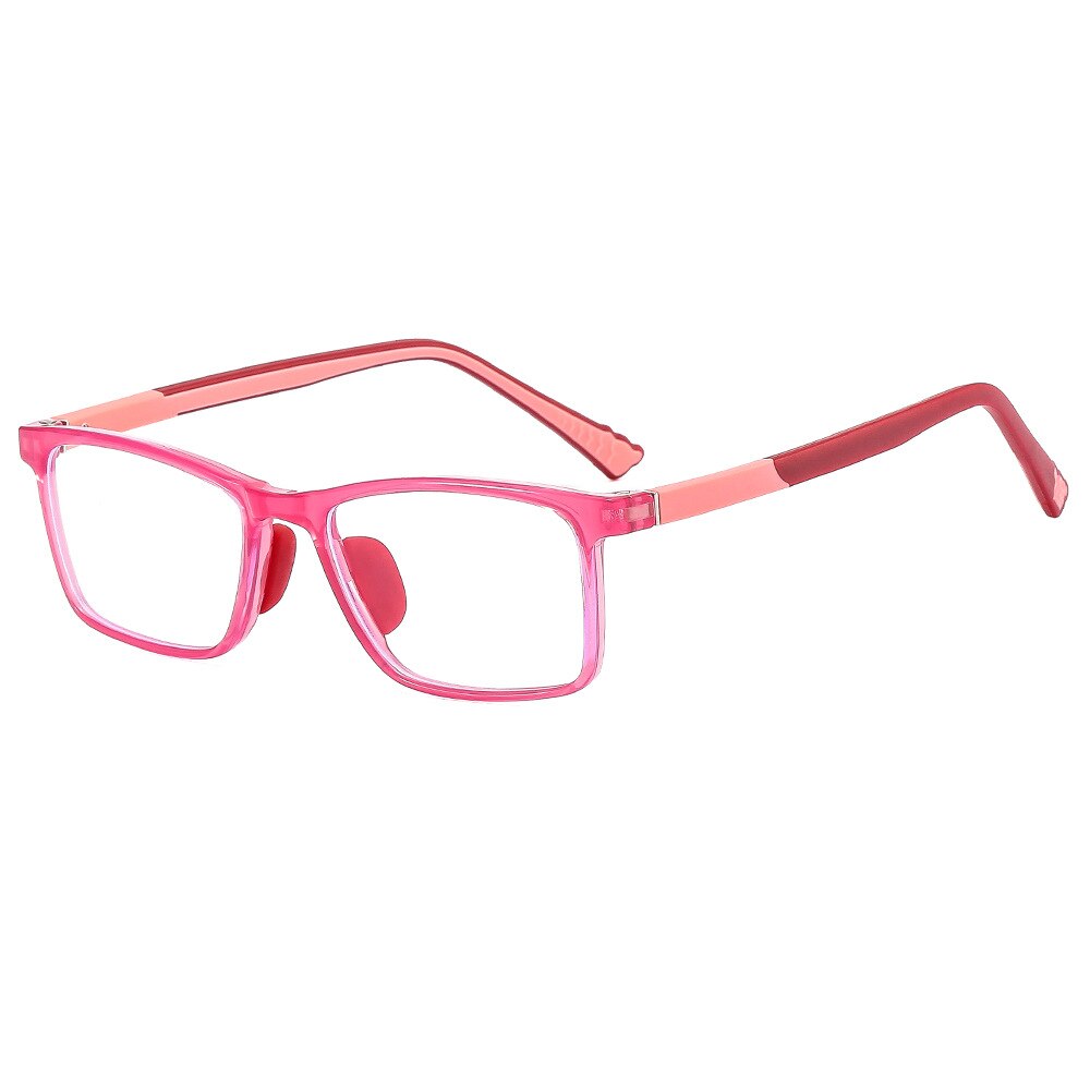 CCspace Unisex Youth Full Rim Square Silicone Eyeglasses 54670 Full Rim CCspace Rose red China