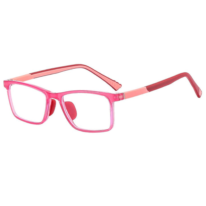 CCspace Unisex Youth Full Rim Square Silicone Eyeglasses 54670 Full Rim CCspace Rose red China