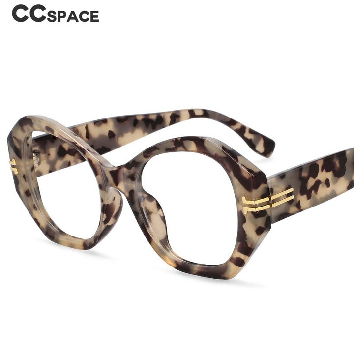 CCspace Unisex Oversized Round Resin Alloy Rivet Frame Eyeglasses 54432 Full Rim CCspace