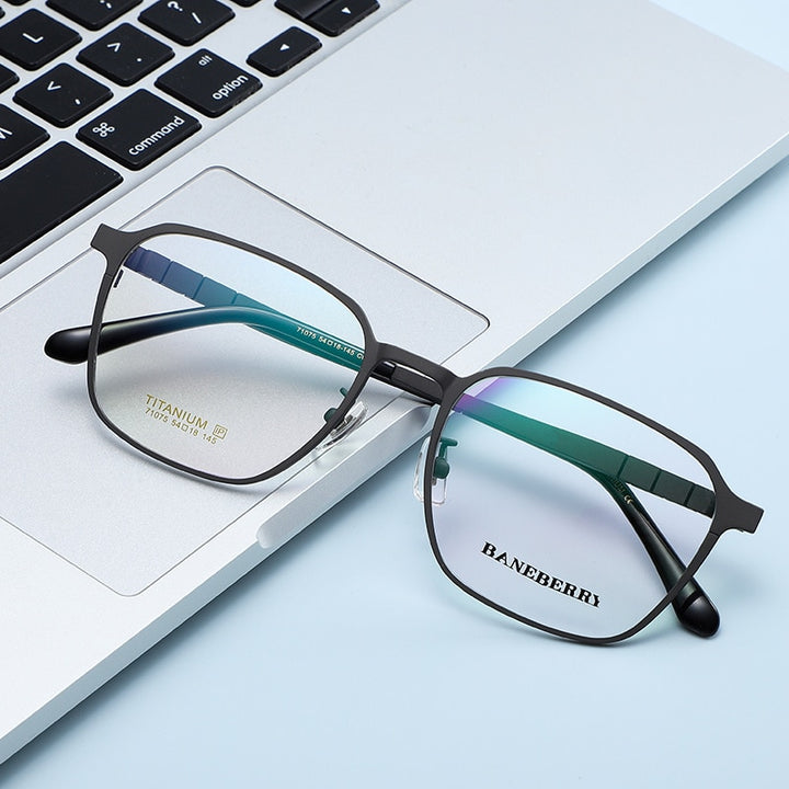 Reven Jate Unisex Full Rim Square Titanium Frame Eyeglasses 71075 Full Rim Reven Jate