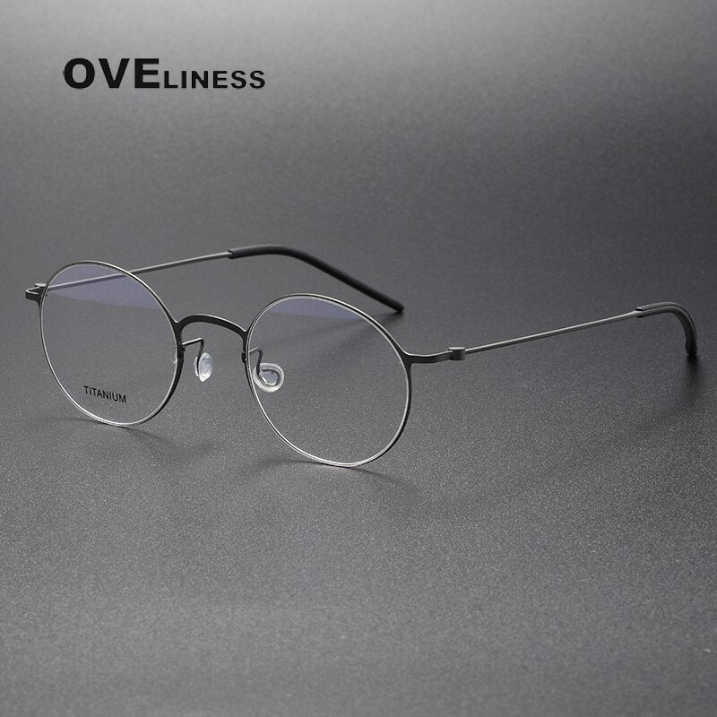 Oveliness Unisex Full Rim Round Titanium Eyeglasses 5044 Full Rim Oveliness gun