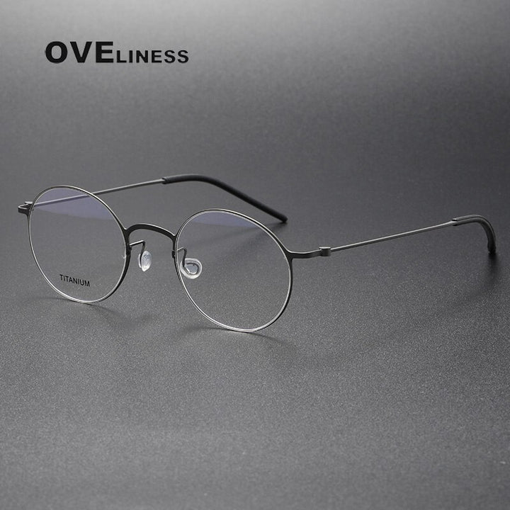 Oveliness Unisex Full Rim Round Titanium Eyeglasses 5044 Full Rim Oveliness gun