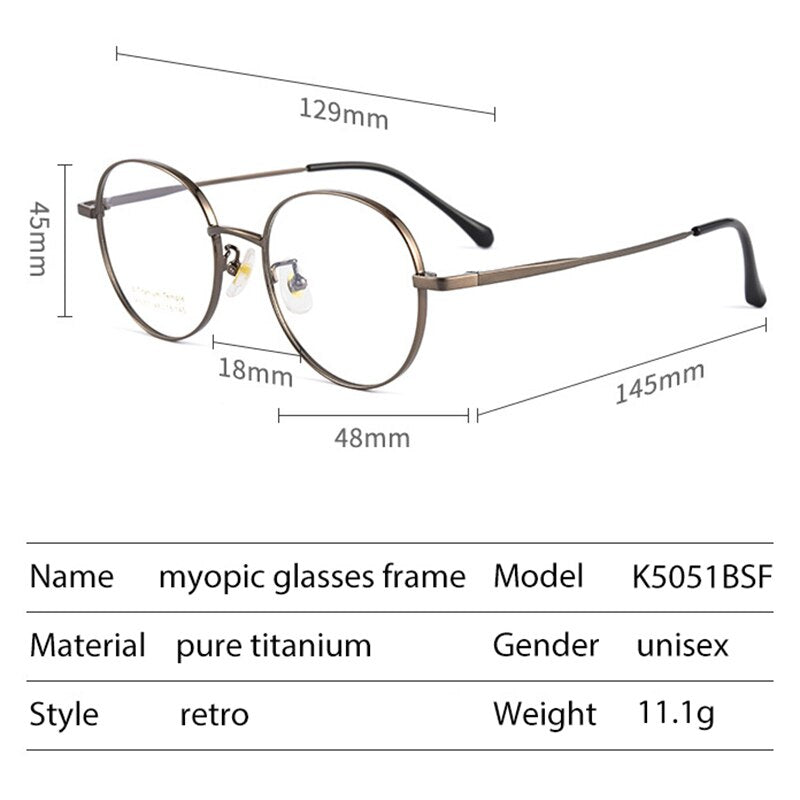 Handoer Men's Full Rim Round Square Titanium Eyeglasses K5051bsf Full Rim Handoer   