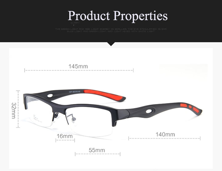 Bclear Men's Semi Rim Rectangle Tr 90 Sport Eyeglasses My1077 Semi Rim Bclear