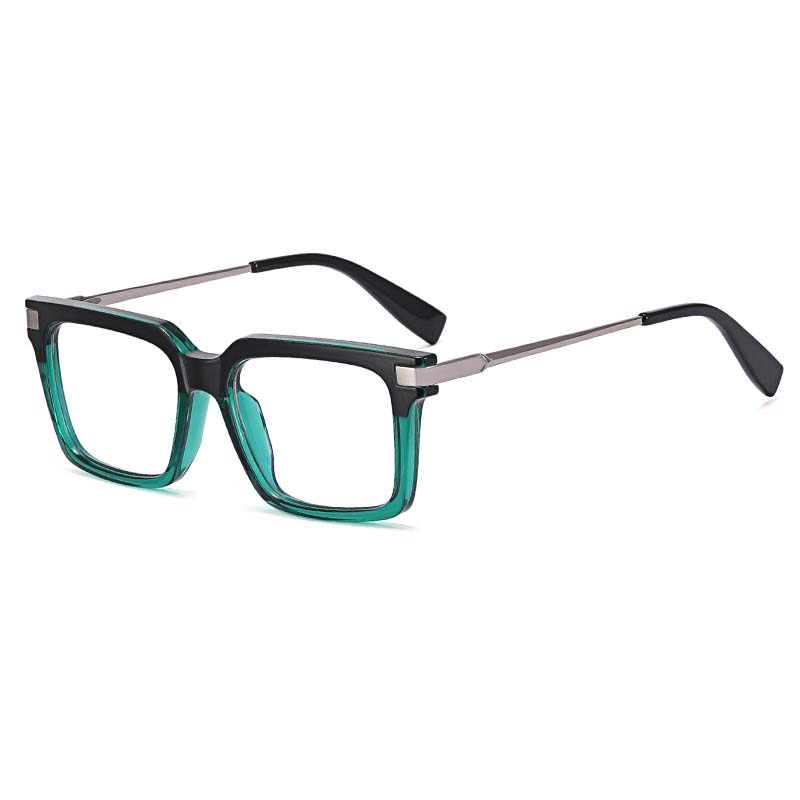CCspace Unisex Full Rim Square Cat Eye Tr 90 Titanium Eyeglasses 54785 Full Rim CCspace China Black green