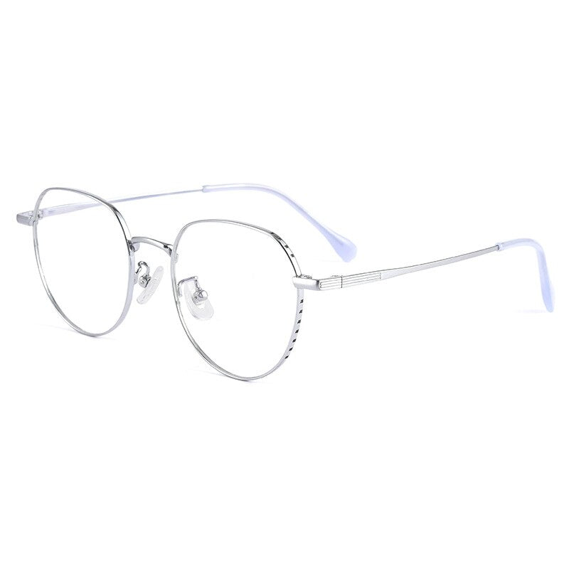 Handoer Men's Full Rim Round Square Titanium Eyeglasses K5056bsf Full Rim Handoer silver  